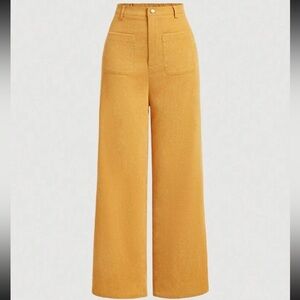 Mustard Yellow Corduroy Wide Leg Pants